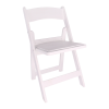 Chair, White Resin Folding Chair with Padded Seat