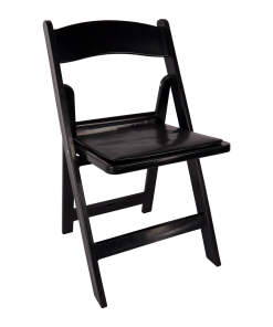 Chair, Black Resin Folding Chair with Padded Seat