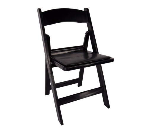 Chair, Black Resin Folding Chair with Padded Seat