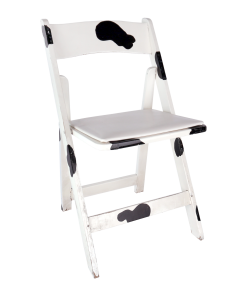 Chair, Cow Print Wood Folding Chair with Padded Seat