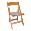 Chair, Natural Oak Wood Folding Chair with Padded Seat