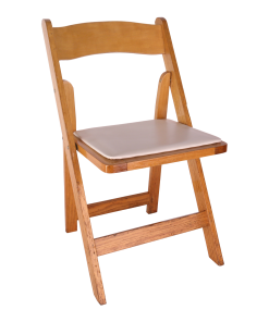 Chair, Natural Oak Wood Folding Chair with Padded Seat