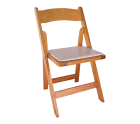 Chair, Natural Oak Wood Folding Chair with Padded Seat