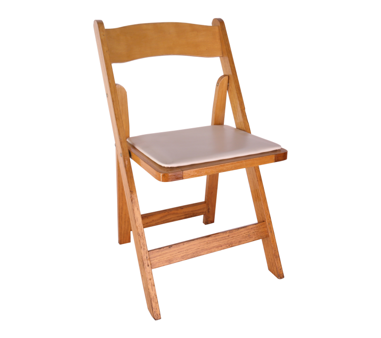 Chair, Natural Oak Wood Folding Chair with Padded Seat Allie's Party