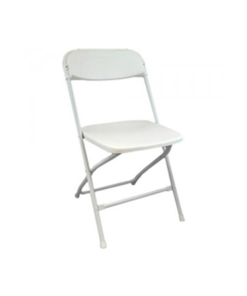Chair, White Plastic Folding