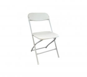 Chair, White Plastic Folding
