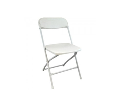 Chair, White Plastic Folding