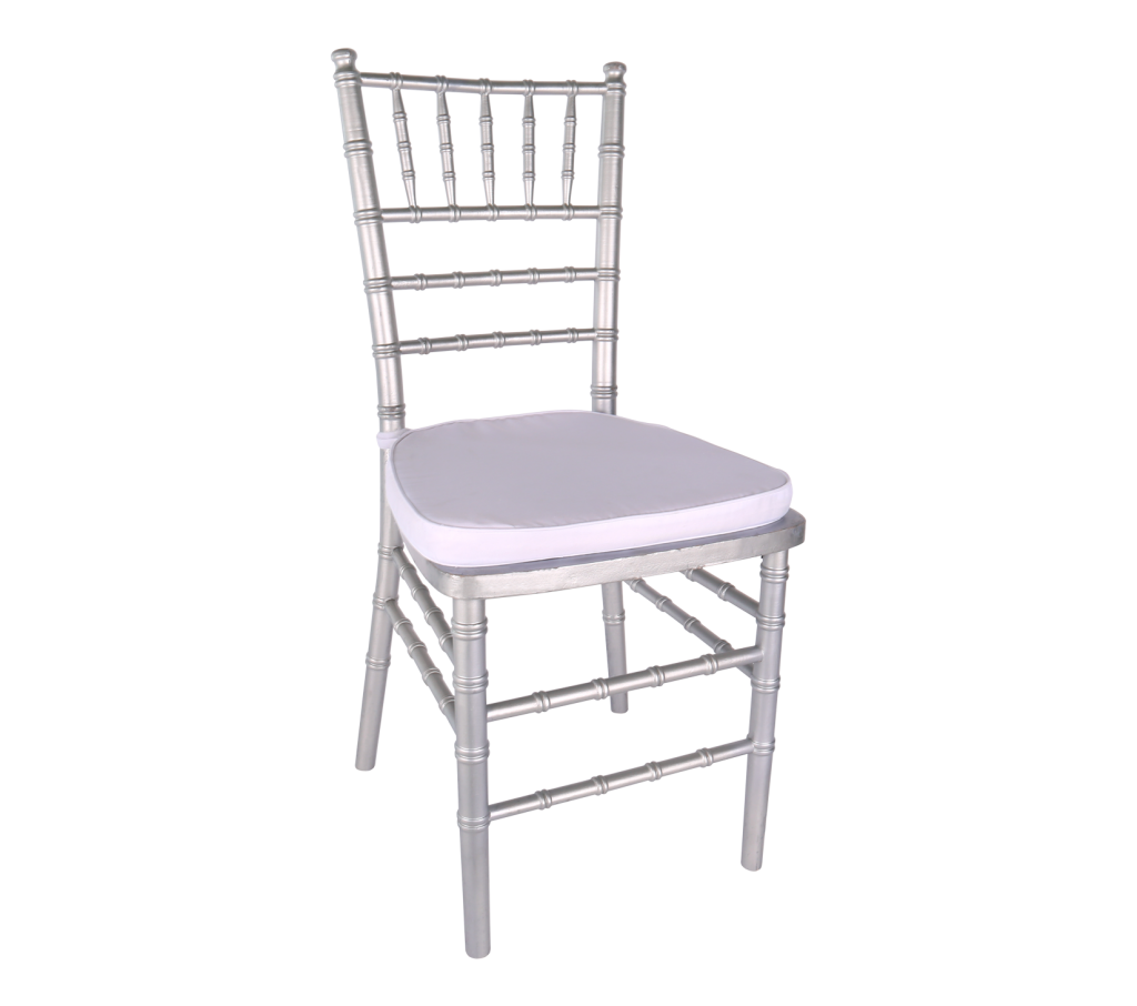 Chair, Silver Chiavari with Cushion Allie's Party Equipment Rentals