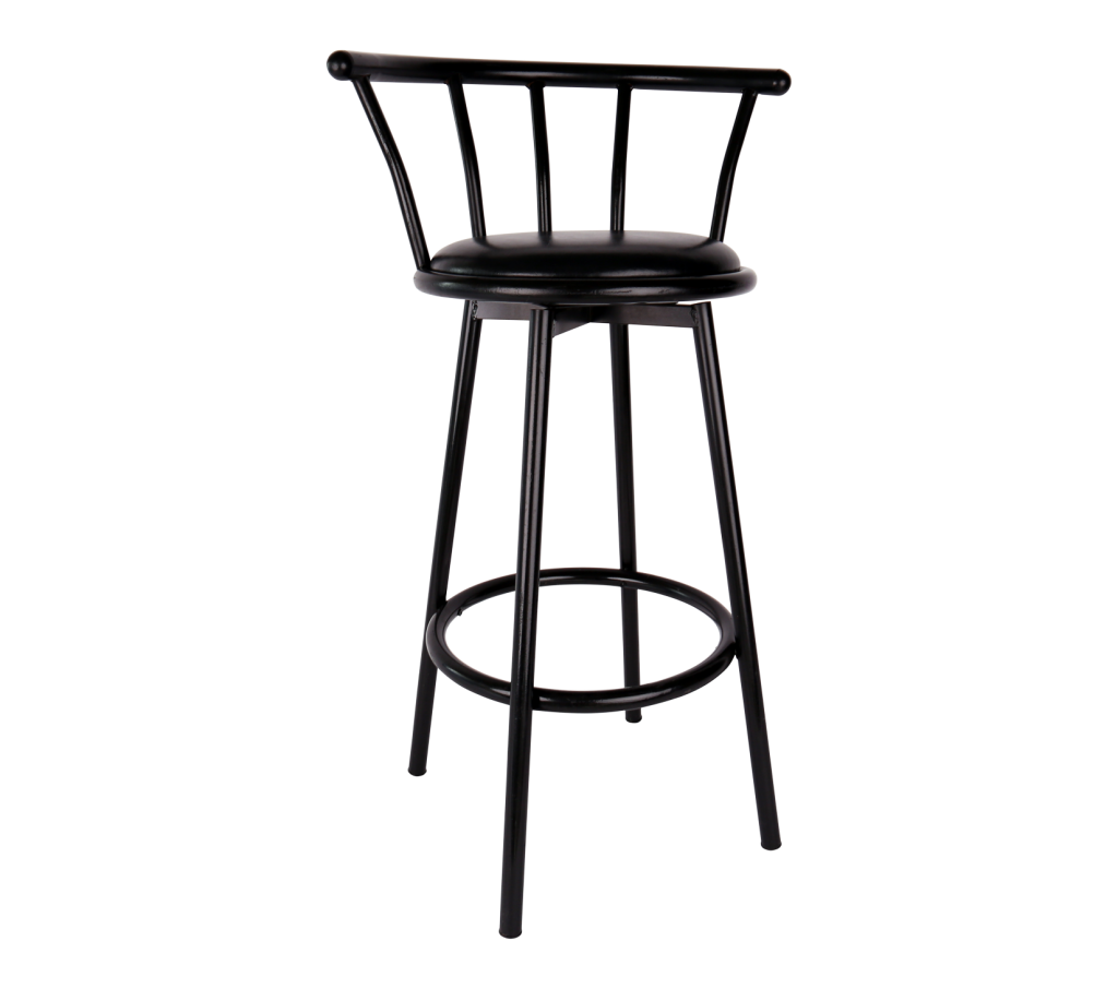 Bar Stool, Black with Padded Seat and Back Allie's Party Equipment