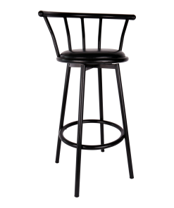 Bar Stool, Black with Padded Seat and Back