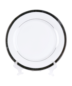 White with Grand Silver China, Dinner Plate 10”