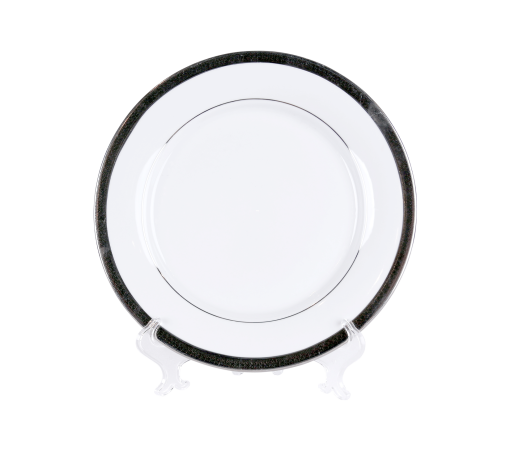 White with Grand Silver China, Dinner Plate 10”