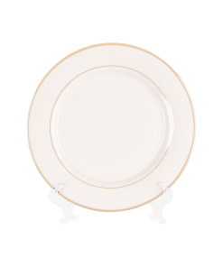 White with Gold Border, Dinner Plate 10”