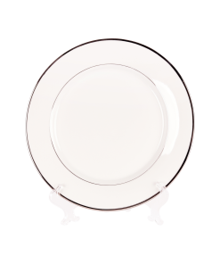 White and Silver China, 10" Dinner Plate