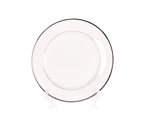 White and Silver China, 10" Dinner Plate