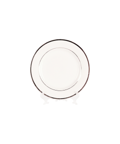 White and Silver China, 8" Salad/Dessert Plate