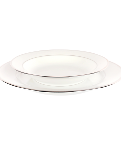 White and Silver China, 8" Soup Plate