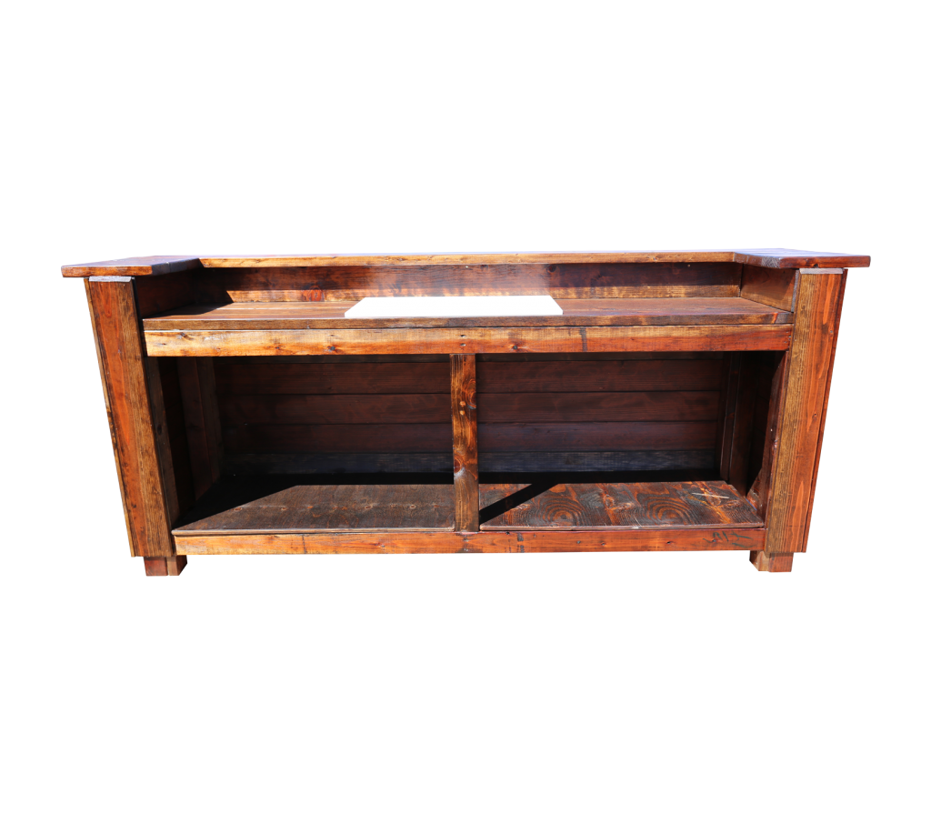 Farm Bar, Fruitwood, 8′ Allie's Party Equipment Rentals