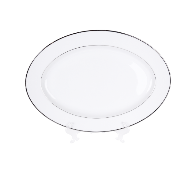 Platter White/Silver China 12” X 16“