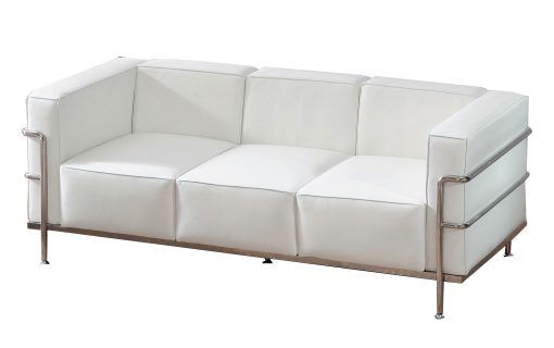 6' White Sofa with Chrome Frame