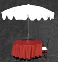 7' White Umbrella with Table Base