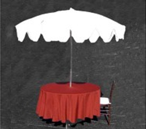 7' White Umbrella with Table Base
