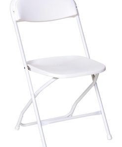 Chair, White Plastic Folding