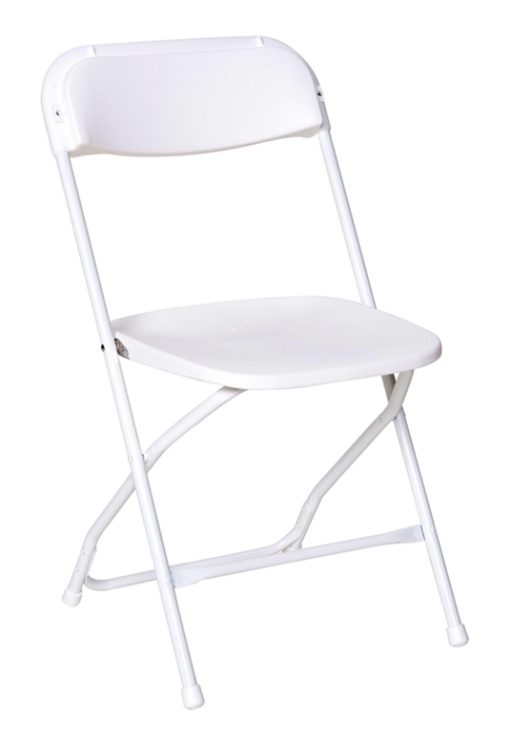 Chair, White Plastic Folding