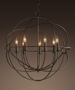 Chandelier, Rustic Iron Orb