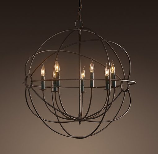 Chandelier, Rustic Iron Orb